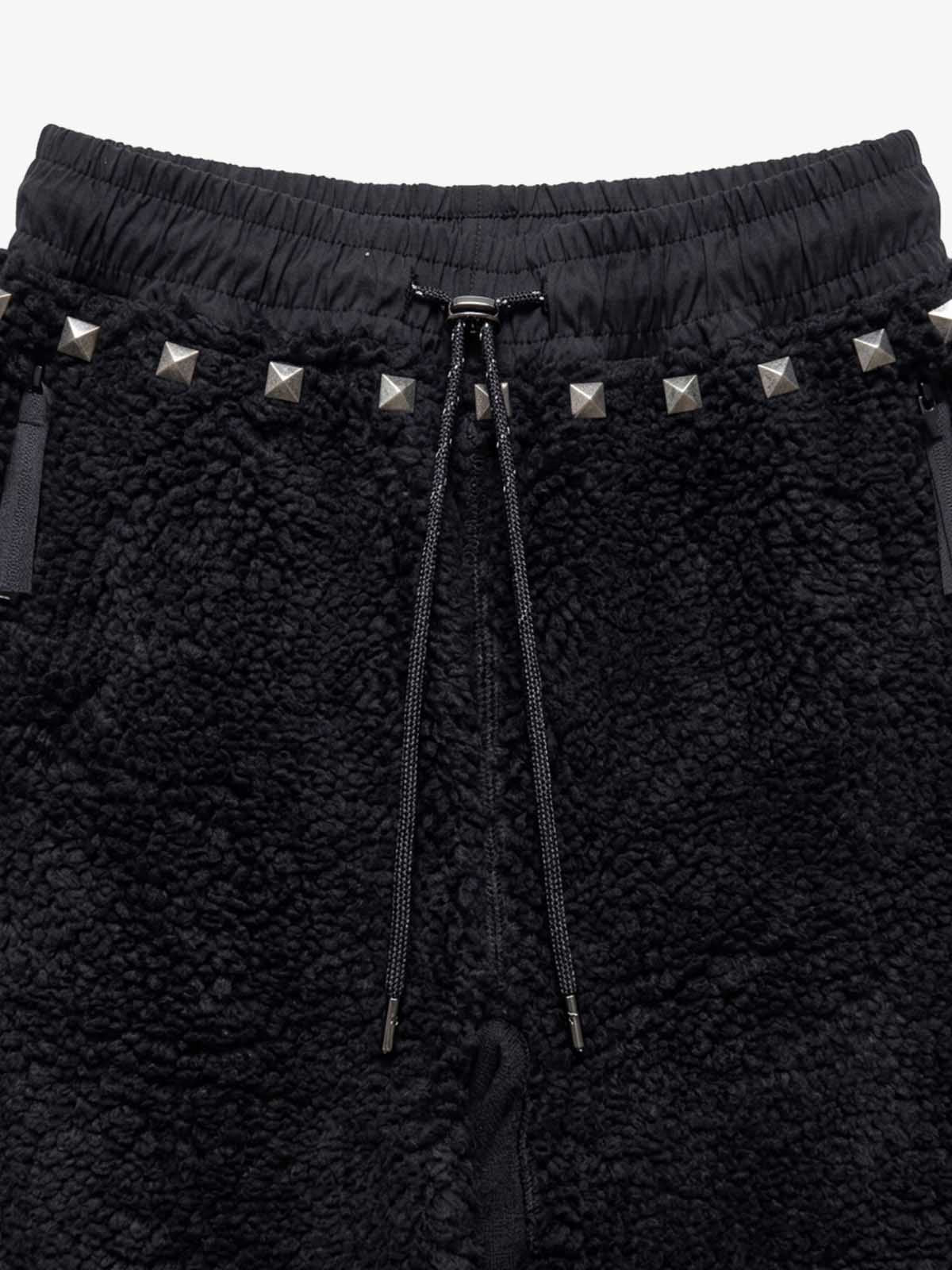 Plush Script Graphic Curved-Leg Pants