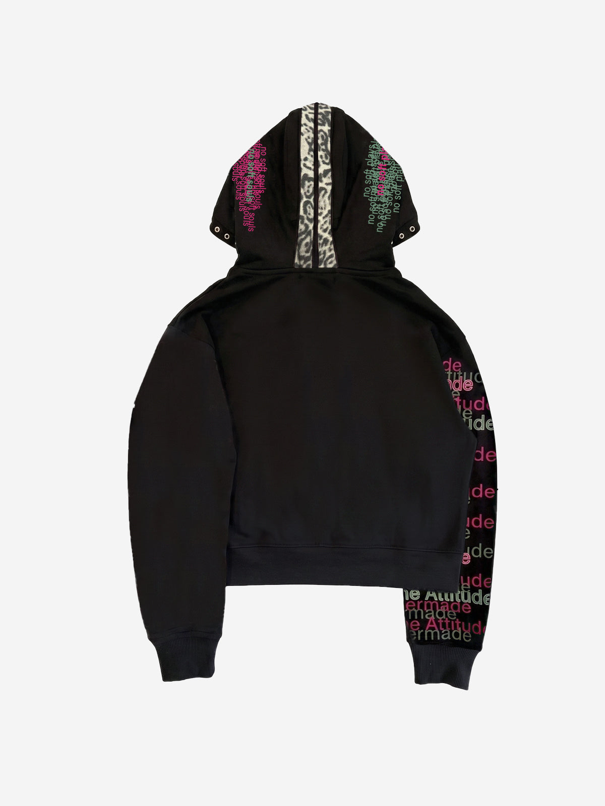 Leopard-Trim Studded Graphic Hoodie & Curved Pants Set
