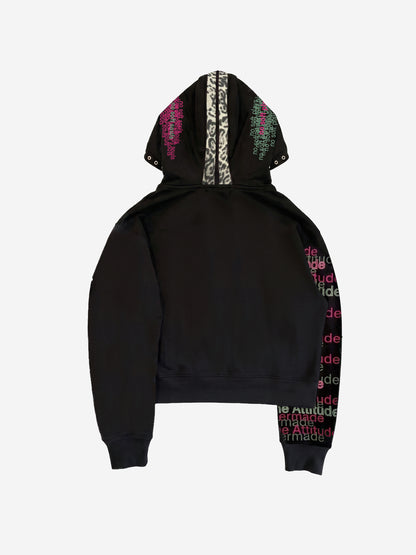 Leopard-Trim Studded Graphic Hoodie & Curved Pants Set