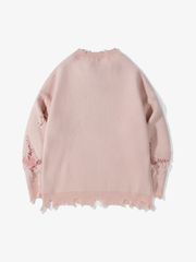 Distressed Skull Jacquard Sweater