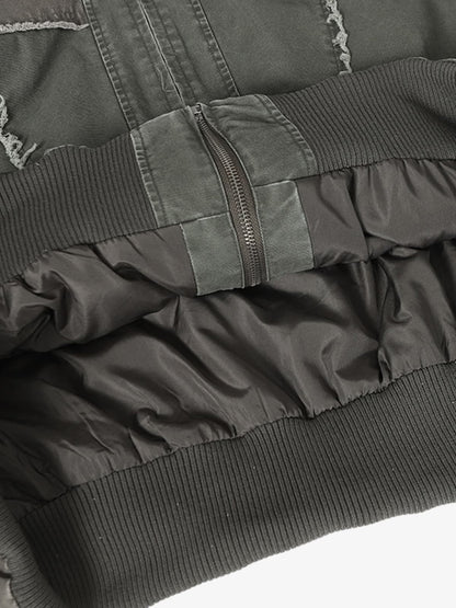 Retro Workwear Patchwork Hooded Utility Jacket 