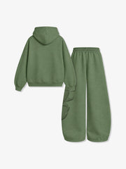 Cotton-Blend Terry Towel Embroidered Hoodie & Wide-Leg Sweatpants Set