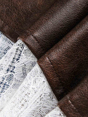 Falda de patchwork a cuadros con encaje irregular de piel sintética de Thesupermade