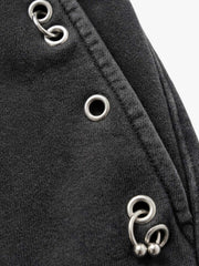 Pantalon ample délavé effet vieilli à fausses languettes
