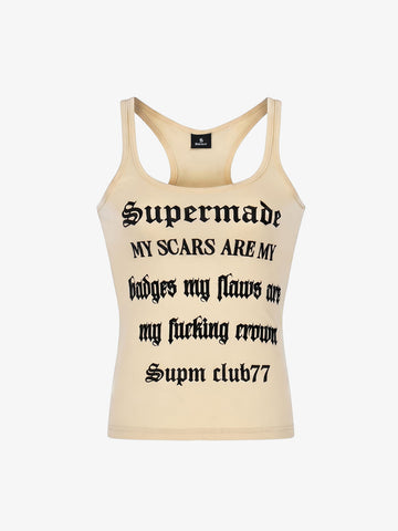 Graphic Text Racerback Slim Fit Tank Top 