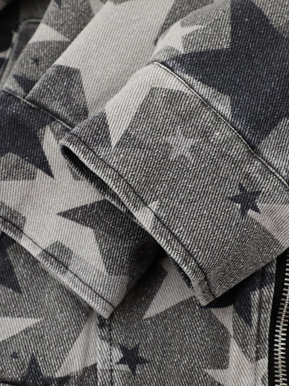 Star-Printed Denim Jacket for Casual and Fashionable Looks 