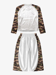 Camo Patchwork Satin Capri Pants Set