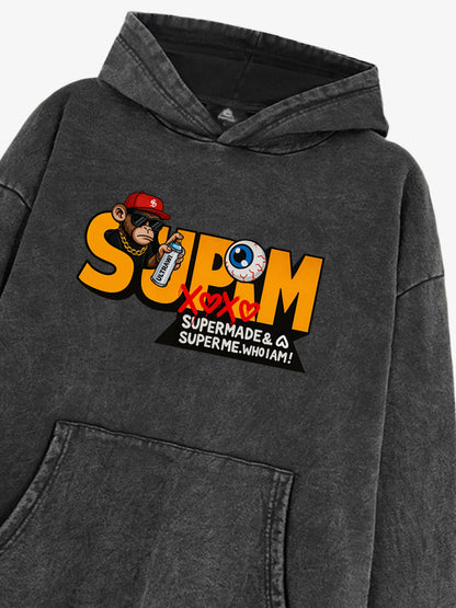 Supermade Hip-hop Monkey Graffiti Hooded Sweatshirt 