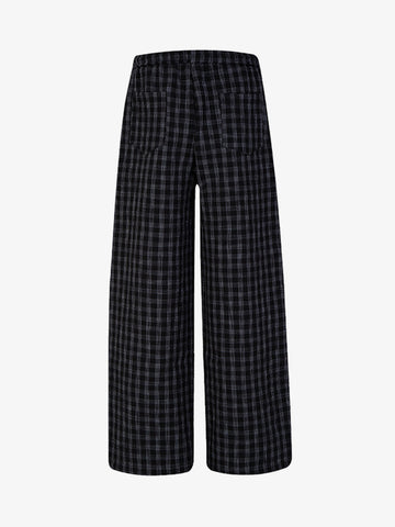 Pleated Plaid Drawstring Pants