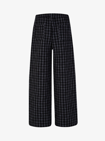 Pleated Plaid Drawstring Pants