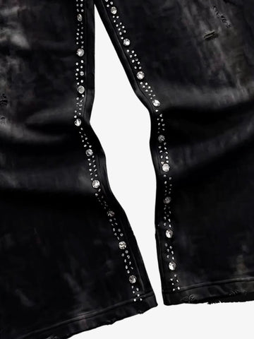 Distressed Rhinestone Sweatpants
