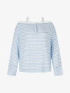 Striped Off-Shoulder Henley T-Shirt 