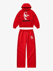 Rhinestone Scorpion Graphic Zip Hoodie & Wide-Leg Pants Set
