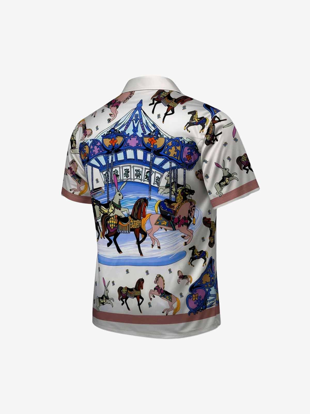 Carousel Park Satin Camp Collar Boxy Shirt 