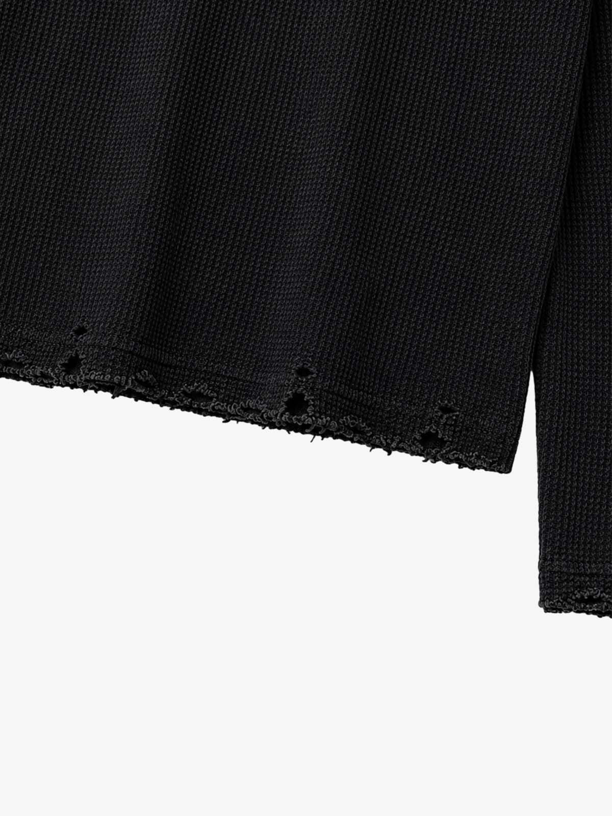 Langarmshirt mit kariertem Flammenmuster und Used-Look-Waffelstruktur