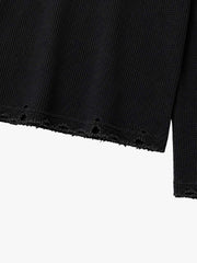 Langarmshirt mit kariertem Flammenmuster und Used-Look-Waffelstruktur