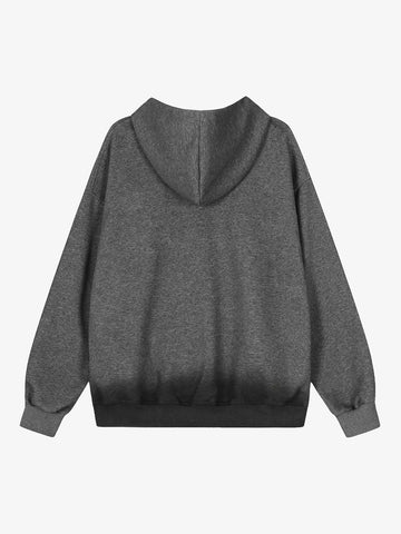 Distressed Studded Gradient Zip Up Hoodie 