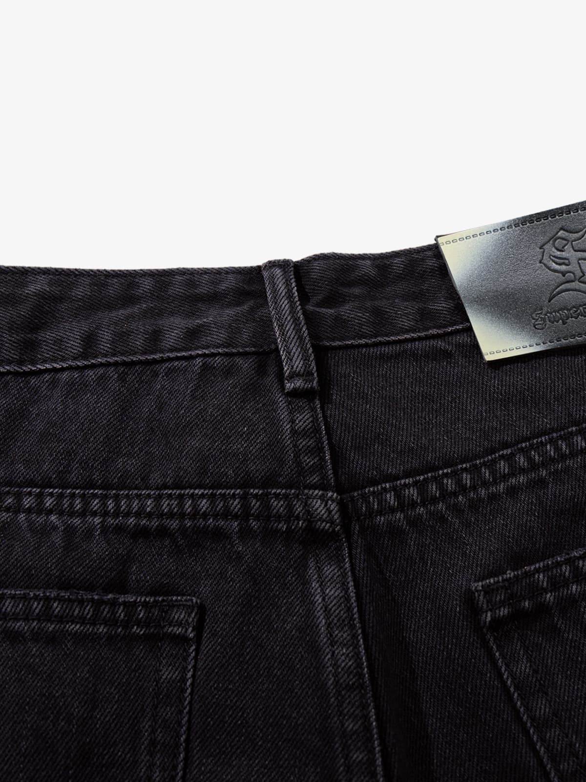 Retro Rhinestone Graffiti Washed Straight Jeans 