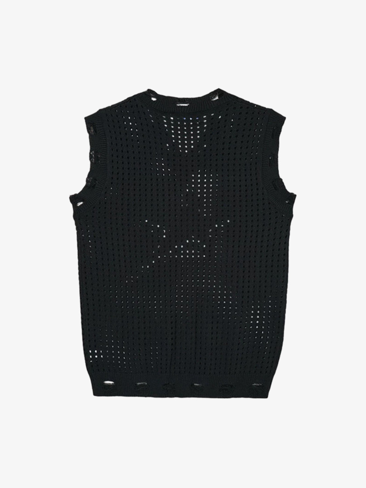 Distressed Jacquard Mesh Knit Vest