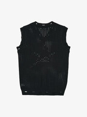 Distressed Jacquard Mesh Knit Vest