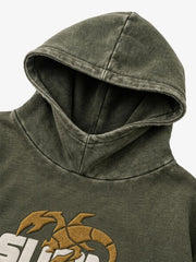 Letter Print Scorpion Terry Embroidered Hoodie & Sweatpants Set