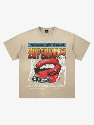 Cracked Graphic Paint-Splatter Distressed Tee