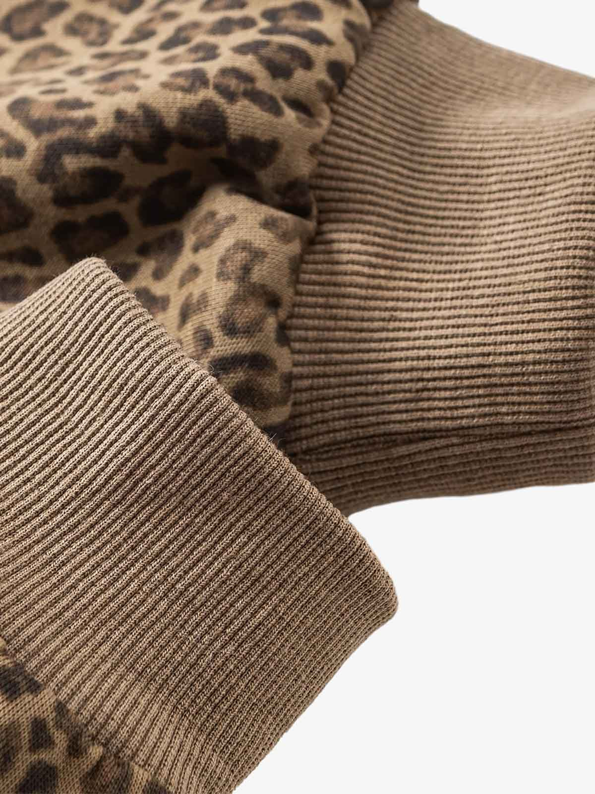 Leopard Napoleon Military Faux Fur Collar Coat