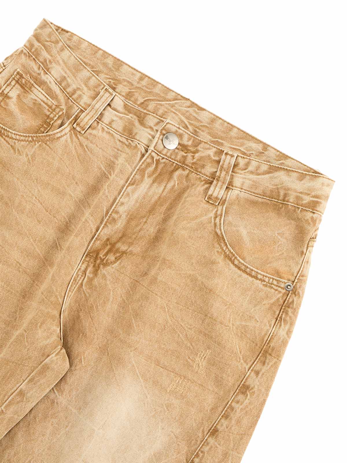 Vintage Washed Distressed Straight Jeans