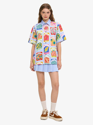 Vintage Seed Packet Camp Collar Boxy Shirt 