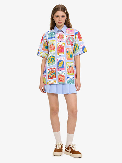 Vintage Seed Packet Camp Collar Boxy Shirt 
