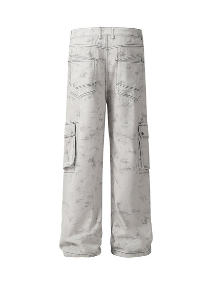 Thesupermade Workwear Multi-Pocket Tie-Dye Pants 