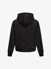 Lion Graphic Leopard Stripe Zip Hoodie