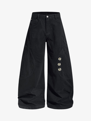 Embroidered Star Curved Seam Pants 