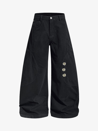 Embroidered Star Curved Seam Pants 
