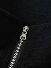 Letter Graphic Half-Zip Stand-Collar Long Sleeve Tee