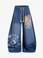 Distressed Graphic Drawstring Sweatpants