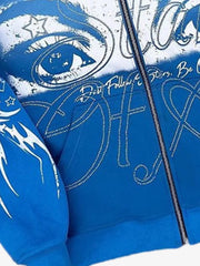 American Retro 3D Printed Zip-Up Sweatshirt