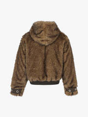 Mountain-Panel Faux-Fur Collar Fleece-Lined Padded Coat