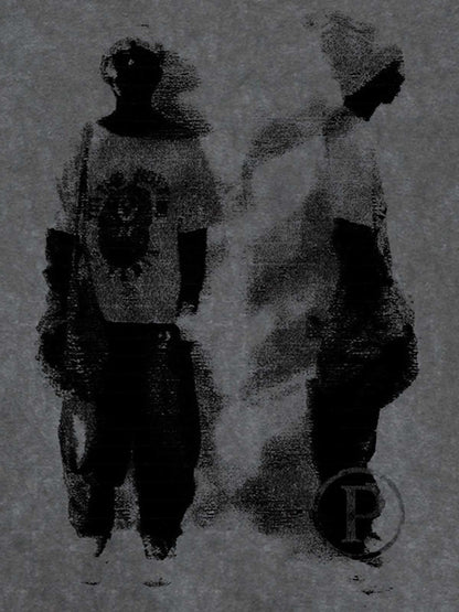 Acid Wash Figure Graphic Oversized T-Shirt 