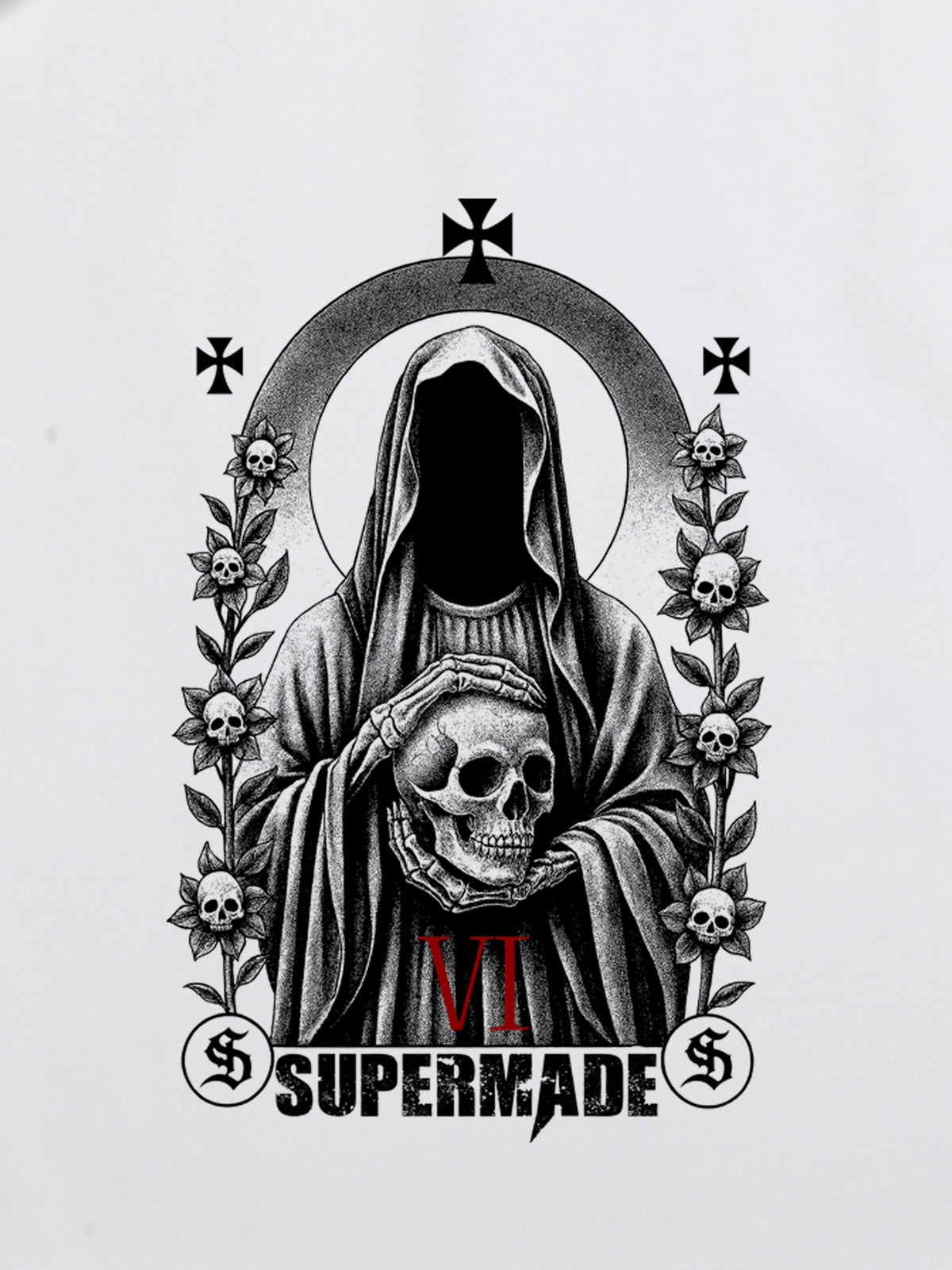 Thesupermade Dark Gothic Headless Skull Death T-shirt 