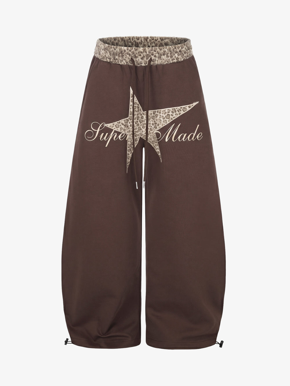 Leopard Star Applique Baggy Sweatpants