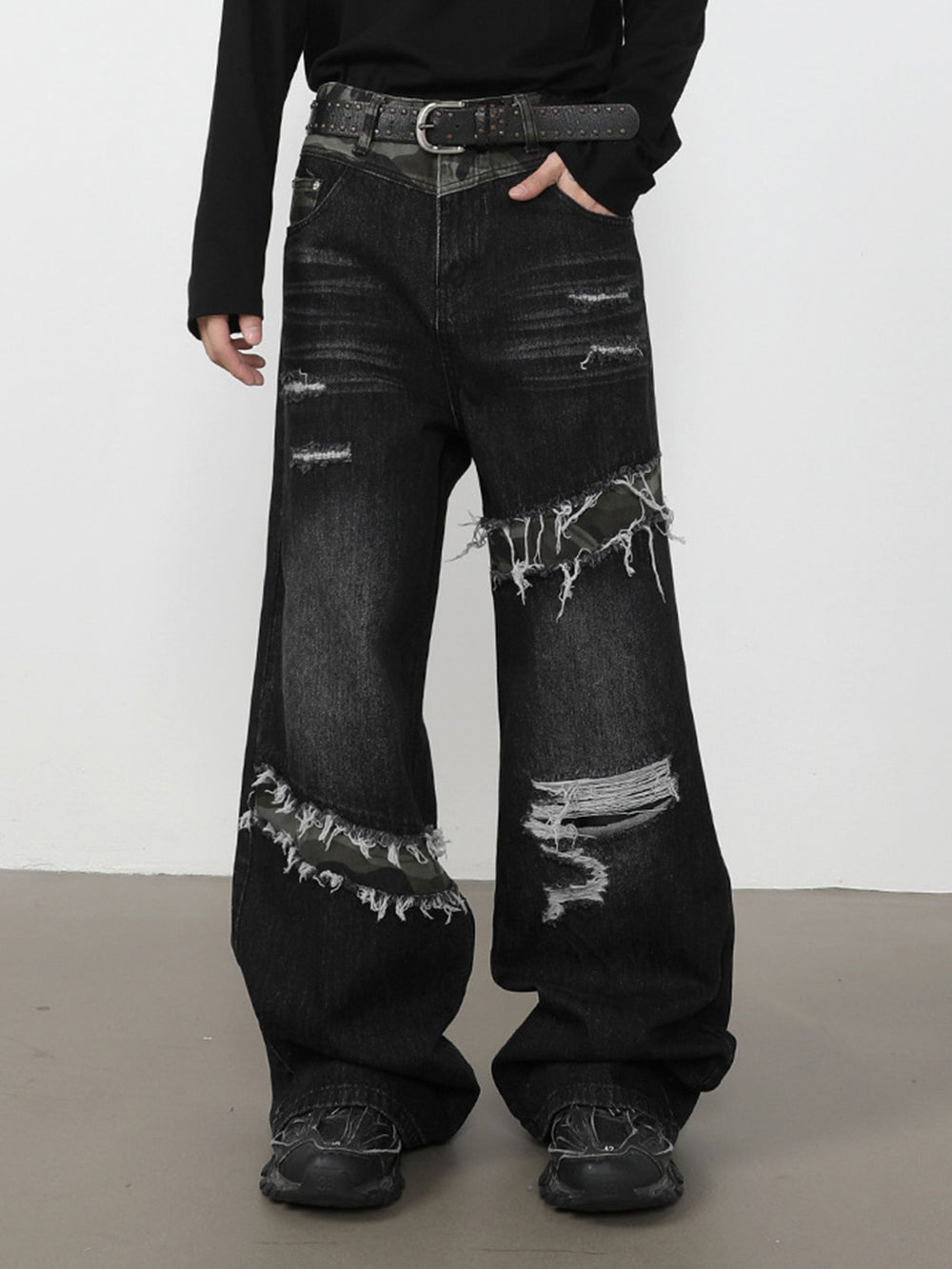 Patchwork Distressed Jeans