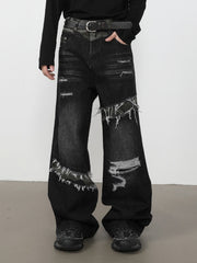 Patchwork-Jeans im Used-Look