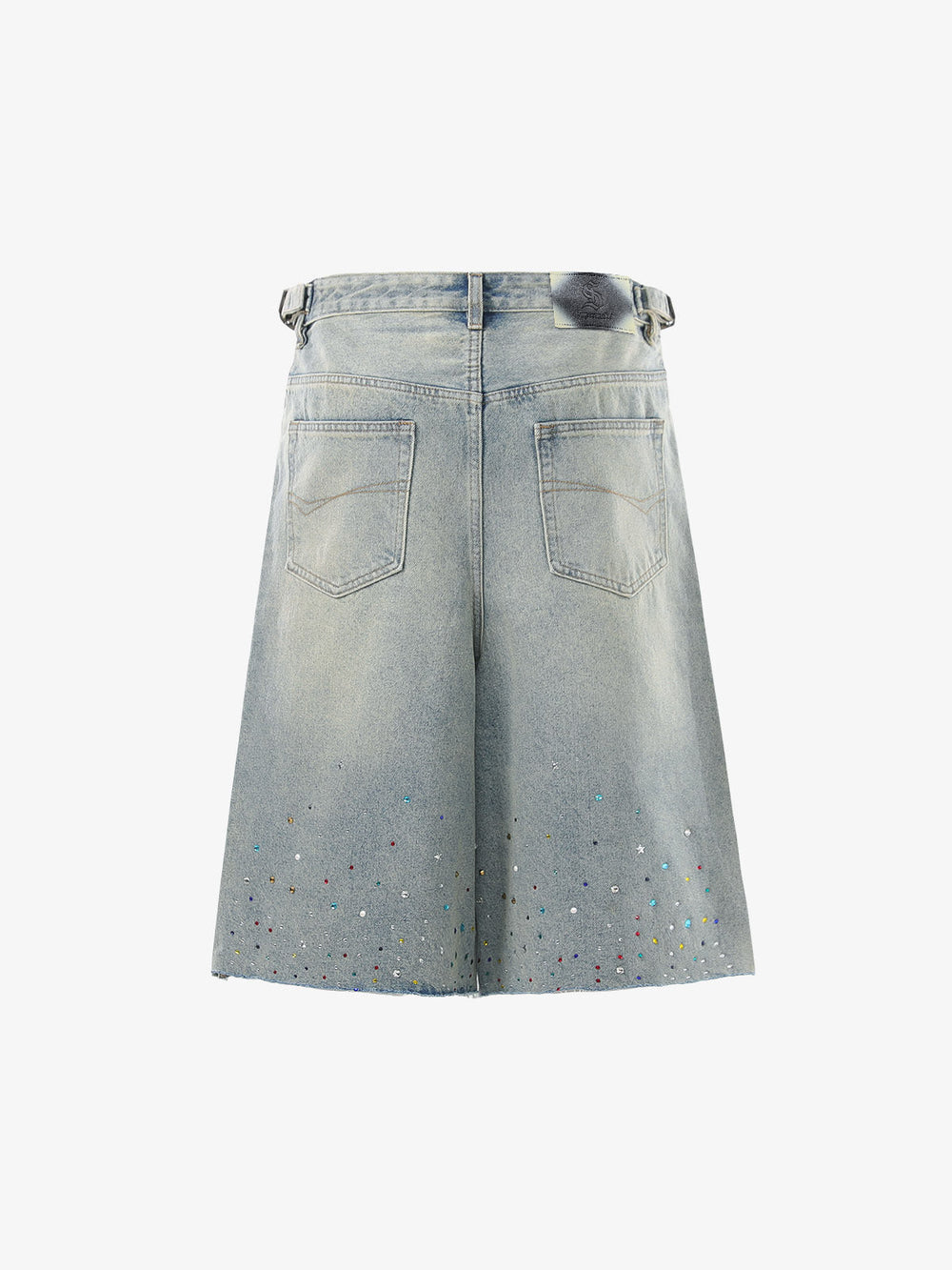 Rhinestone Embellished Denim Shorts 