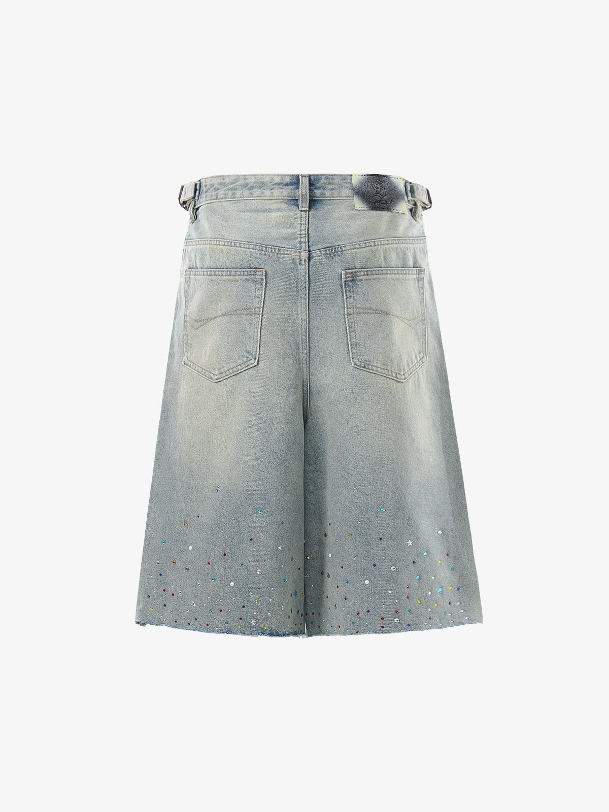 Rhinestone Embellished Denim Shorts 