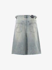 Rhinestone Embellished Denim Shorts 