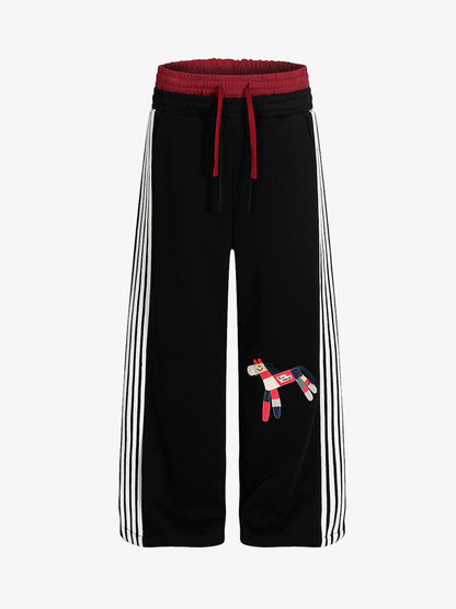 Stylish Wide-Leg Sweatpants with Fun Embroidered Design for Casual Wear 