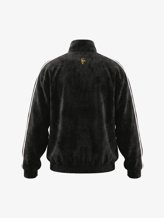 Logo Striped Suede Frog-Button Cardigan