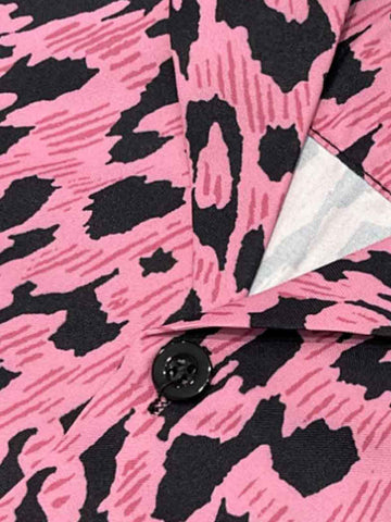 Cyber Punk Leopard Print Camp Collar Boxy Shirt 