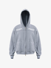 Vintage Suede Letter Embroidered Cropped Zip Up Hoodie 